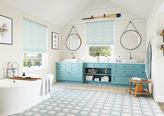 Fitzrovia Print, Horizon Blue - Roman Blind - Image 6